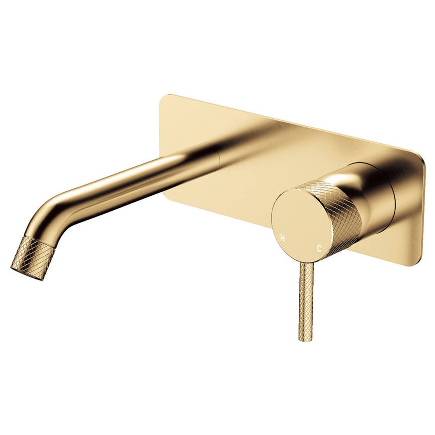 Axle Wall Mixer Set, Rect Plate, 160mm Outlet, Urban Brass