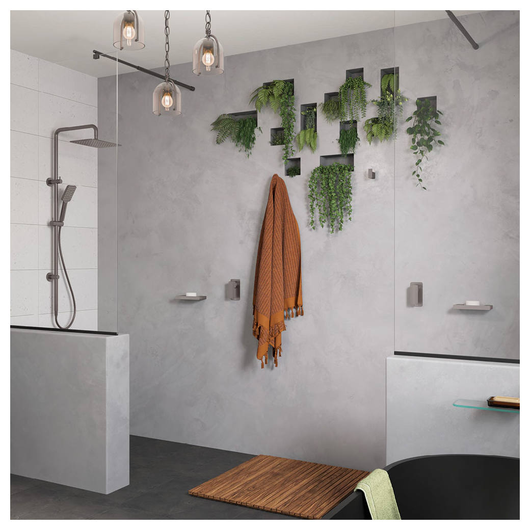 Tono Wall Mixer, Rect Plate, Gun Metal