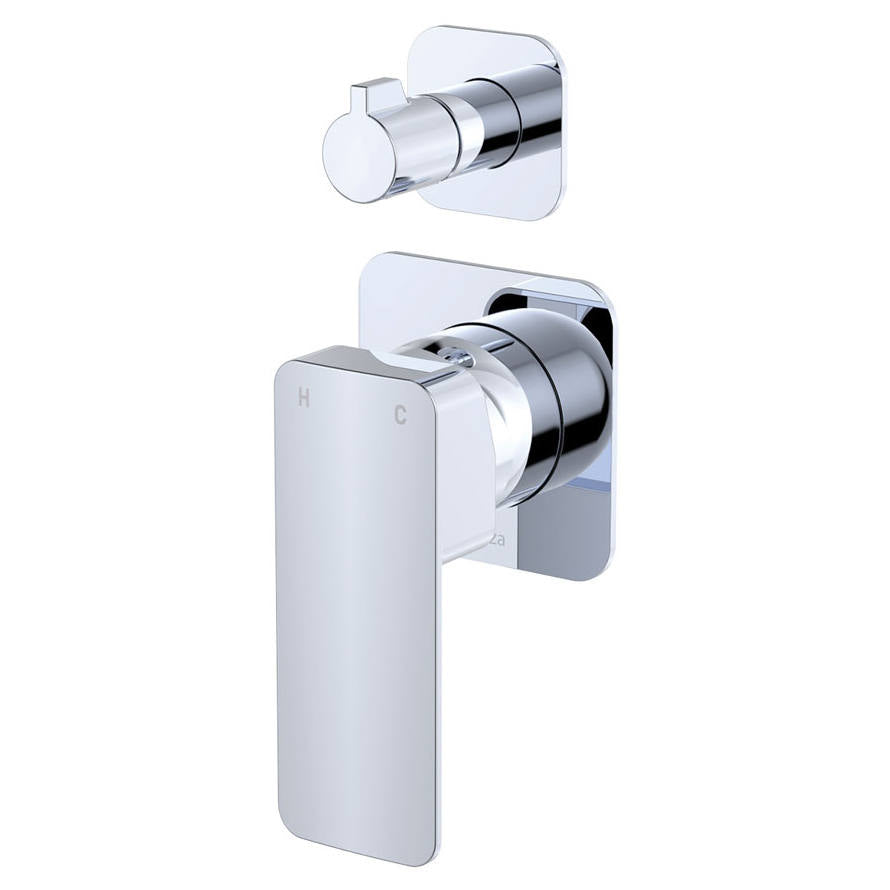 Tono Wall Diverter Mixer, Square Plates, Chrome