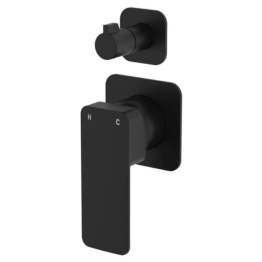 Tono Wall Diverter Mixer, Square Plates, Matte Black