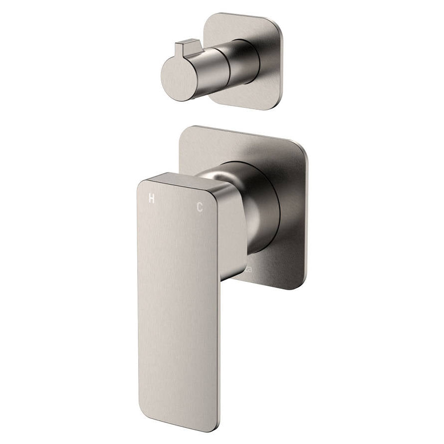 Tono Wall Diverter Mixer, Square Plates, Brushed Nickel
