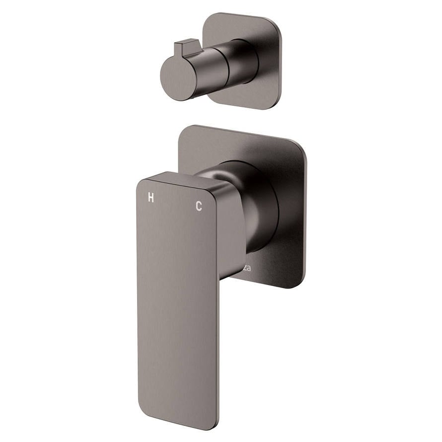 Tono Wall Diverter Mixer, Square Plates, Gun Metal