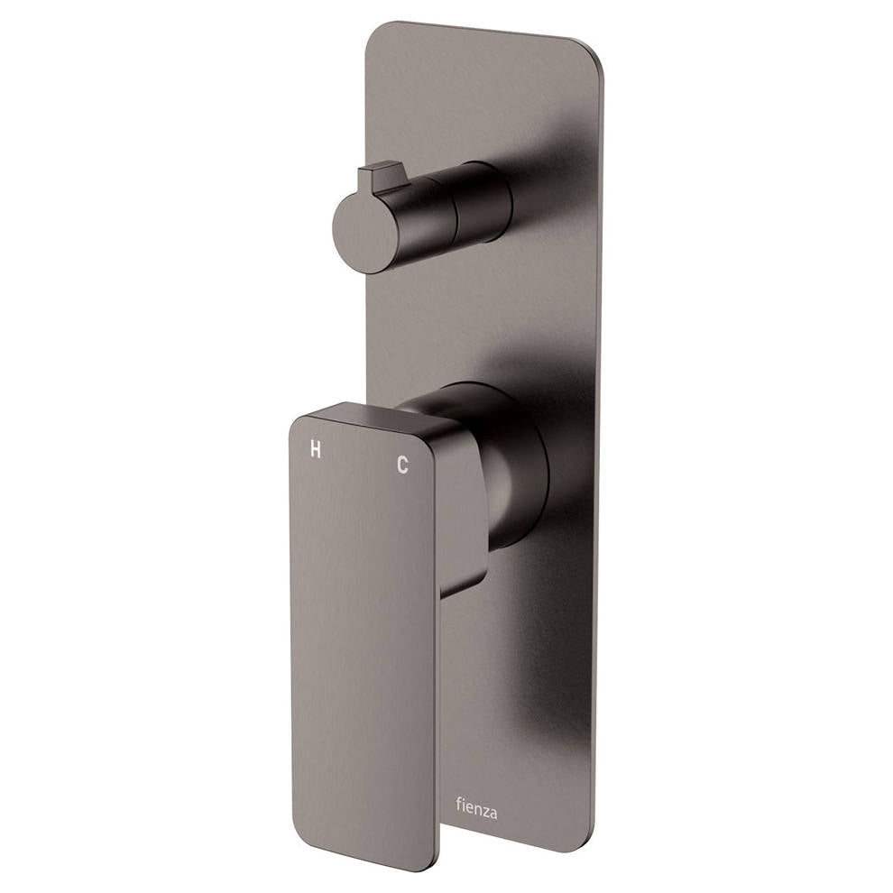 Tono Wall Diverter Mixer, Rect Plate, Gun Metal