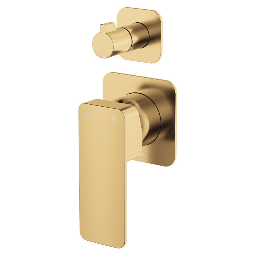 Tono Wall Diverter Mixer, Square Plates, Urban Brass