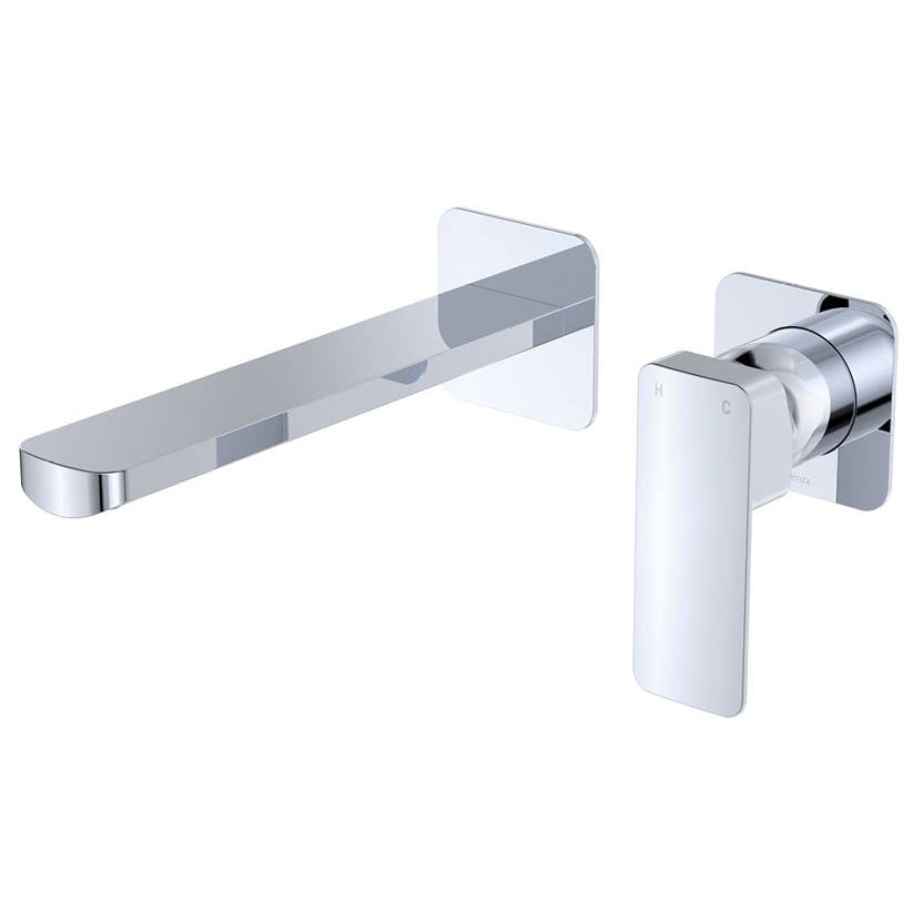 Tono Wall Mixer Set, Square Plate, 200mm Outlet, Chrome