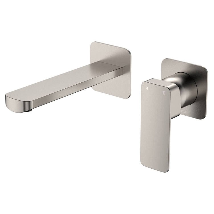 Tono Wall Mixer Set, Square Plate, 160mm Outlet, Brushed Nickel