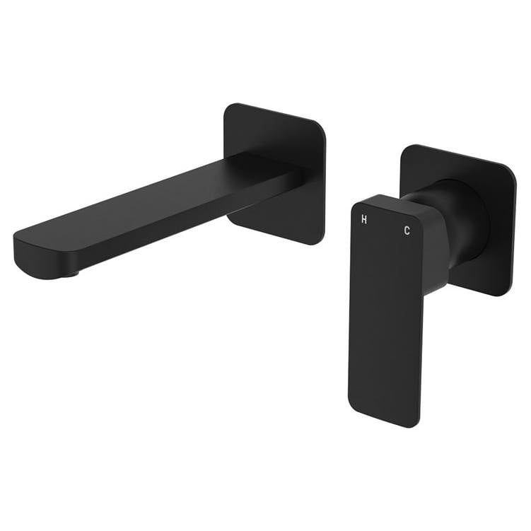 Tono Wall Mixer Set, Square Plate, 160mm Outlet, Matte Black