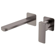 Tono Wall Mixer Set, Square Plate, 200mm Outlet, Gun Metal