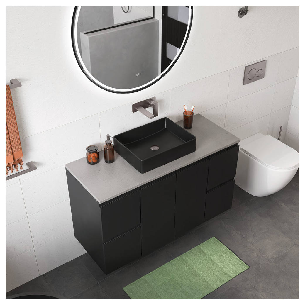 Tono Wall Mixer Set, Square Plate, 160mm Outlet, Gun Metal