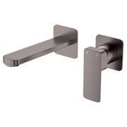 Tono Wall Mixer Set, Square Plate, 160mm Outlet, Gun Metal