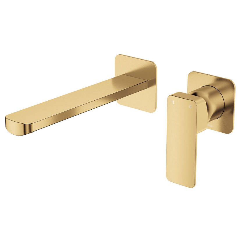 Tono Wall Mixer Set, Square Plate, 200mm Outlet, Urban Brass