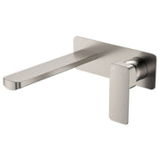 Tono Wall Mixer Set, Rect Plate, 200mm Outlet, Brushed Nickel