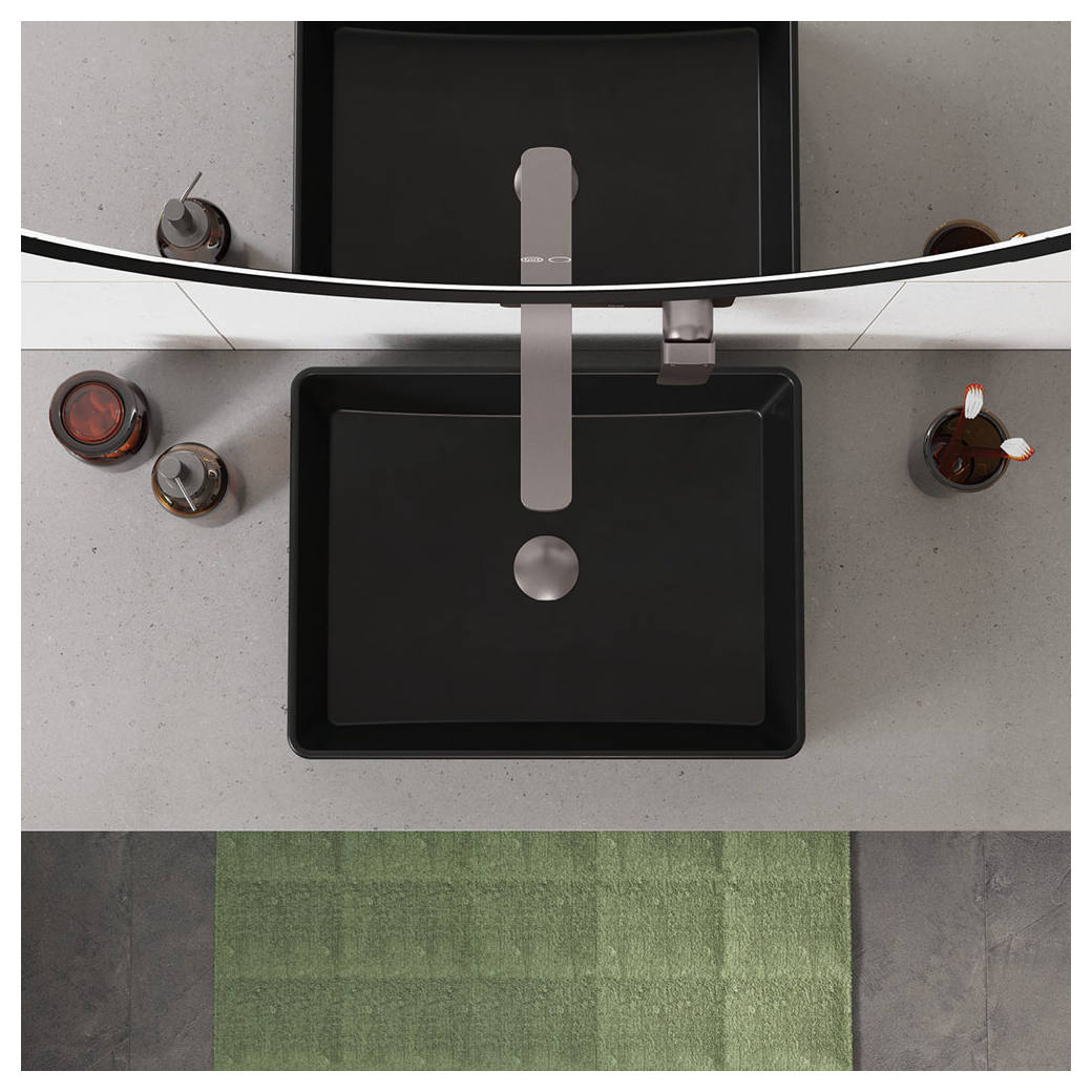 Tono Wall Mixer Set, Rect Plate, 200mm Outlet, Gun Metal