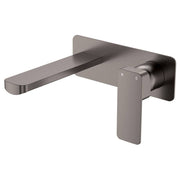 Tono Wall Mixer Set, Rect Plate, 160mm Outlet, Gun Metal