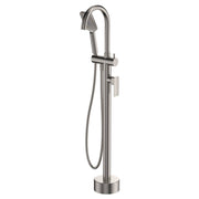 Tono Floor Mounted Bath Mixer With Hand Shower, Brushed Nickel