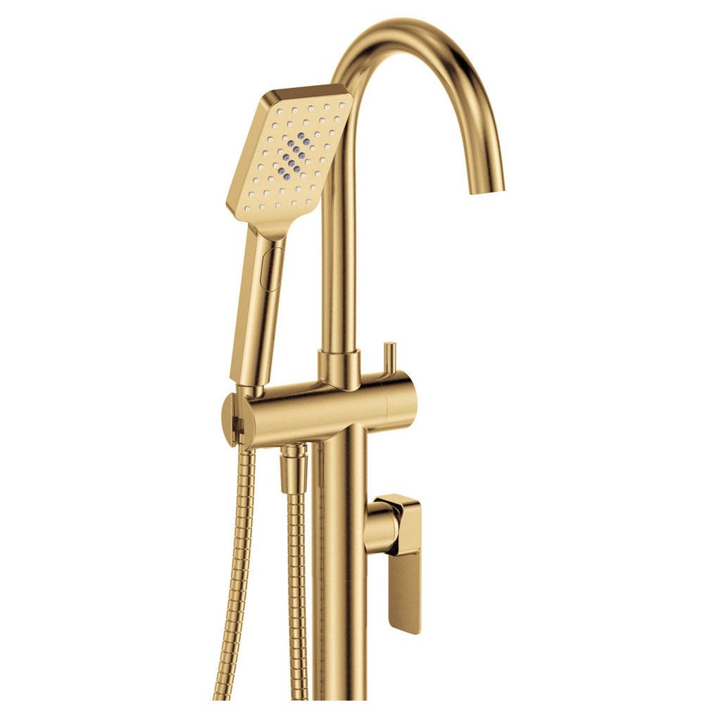 Tono Floor Mounted Bath Mixer With Hand Shower, Urban Brass