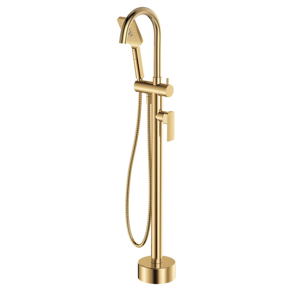 Tono Floor Mounted Bath Mixer With Hand Shower, Urban Brass