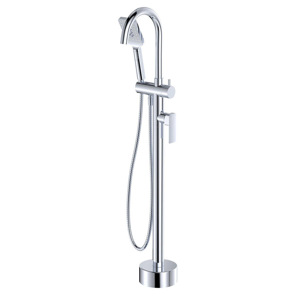 Tono Floor Mounted Bath Mixer With Hand Shower, Chrome