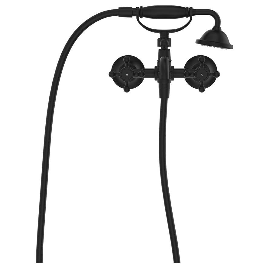 Lillian Exposed Bath Tap Set with Hand Shower, Matte Black