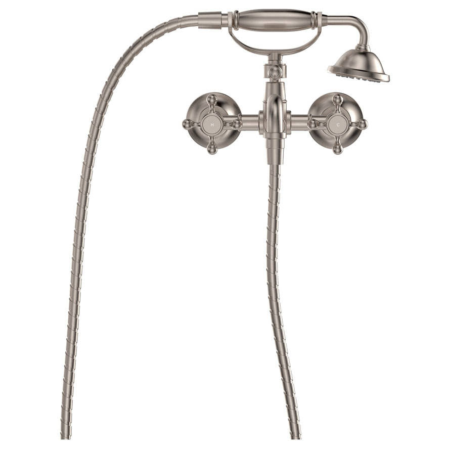 Lillian Exposed Bath Tap Set with Hand Shower, Brushed Nickel