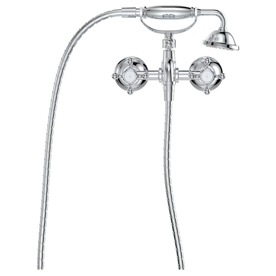 Lillian Exposed Bath Tap Set with Hand Shower, Chrome