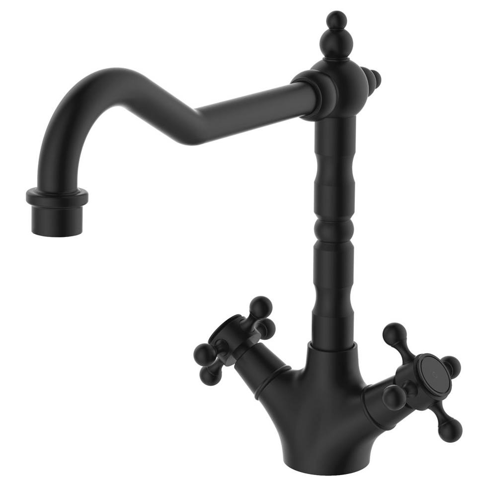 Lillian Shepherds Crook Sink Mixer, Matte Black