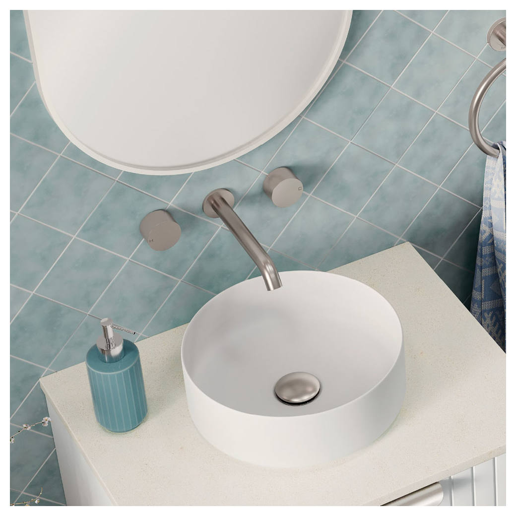 Kaya Wall Tap Set, Brushed Nickel