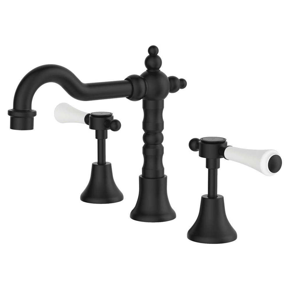 Lillian Lever Basin Set, Matte Black & Ceramic