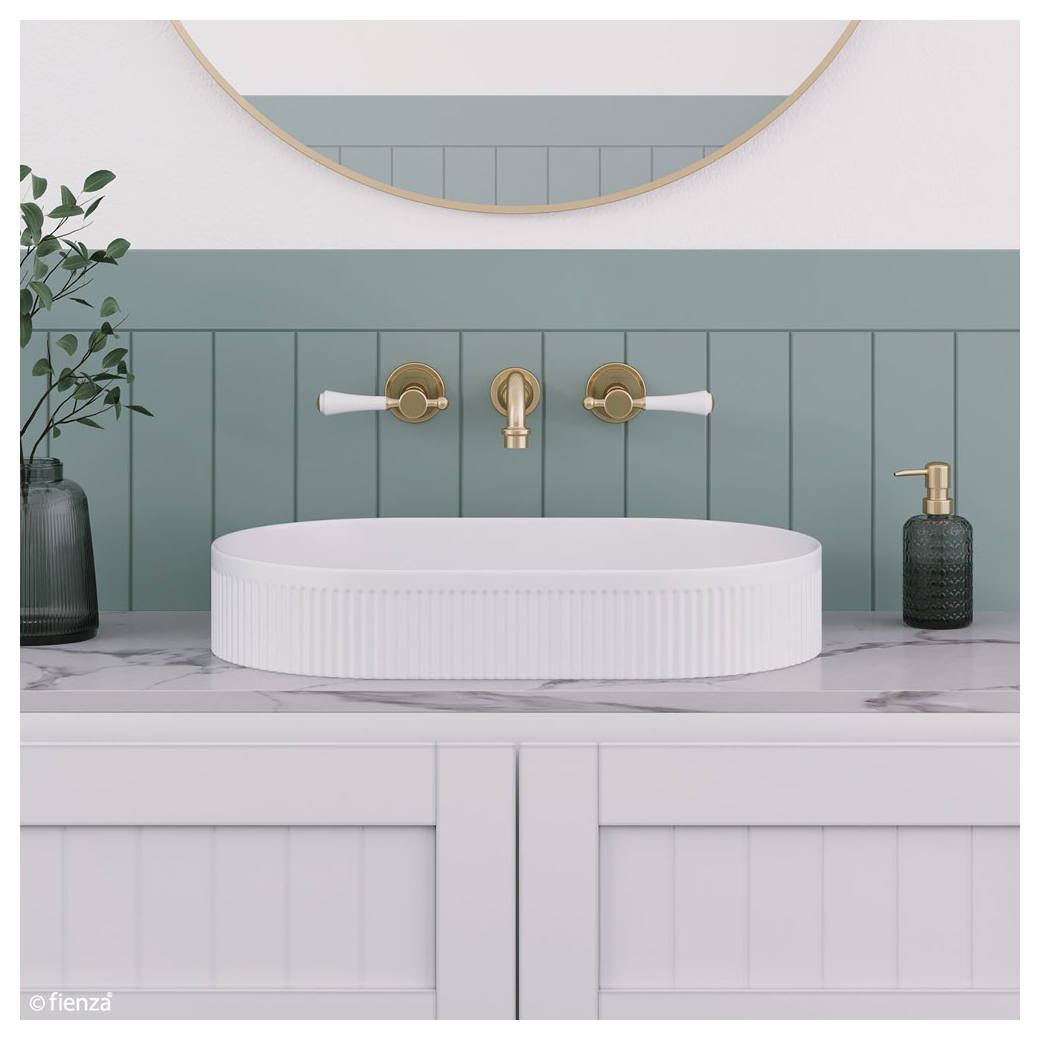 Lillian Lever Basin Set, Urban Brass & Ceramic