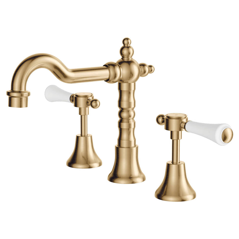 Lillian Lever Basin Set, Urban Brass & Ceramic