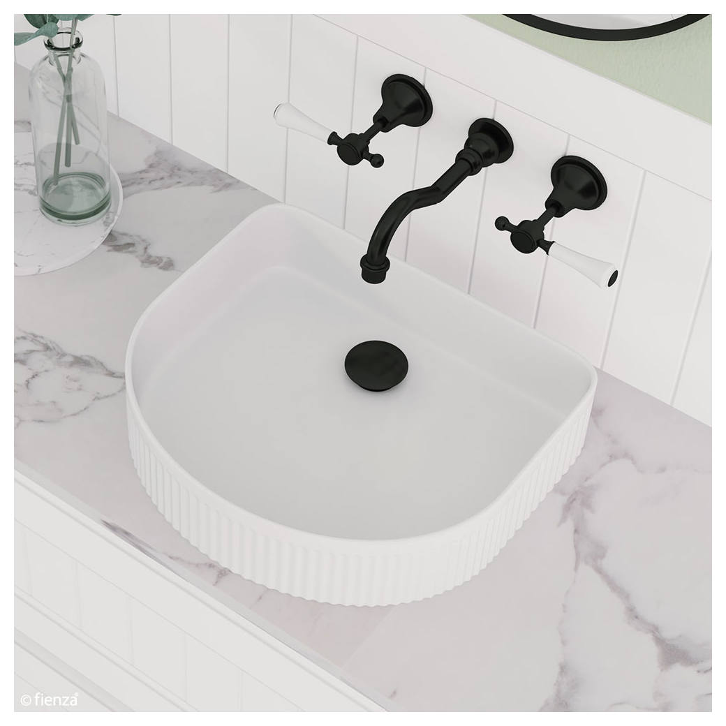 Lillian Lever Wall Set, Matte Black & Ceramic