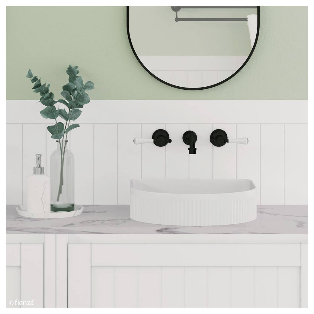 Lillian Lever Wall Set, Matte Black & Ceramic