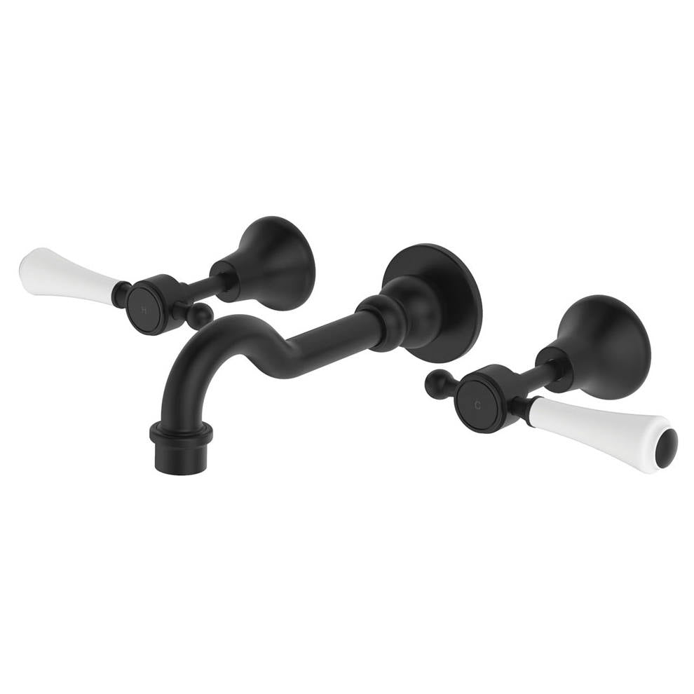 Lillian Lever Wall Set, Matte Black & Ceramic