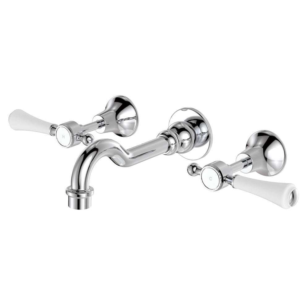 Lillian Lever Wall Set, Chrome & Ceramic