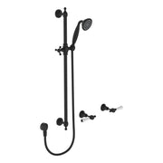 Lillian Lever Rail Shower Set, Matte Black with Ceramic White Handle