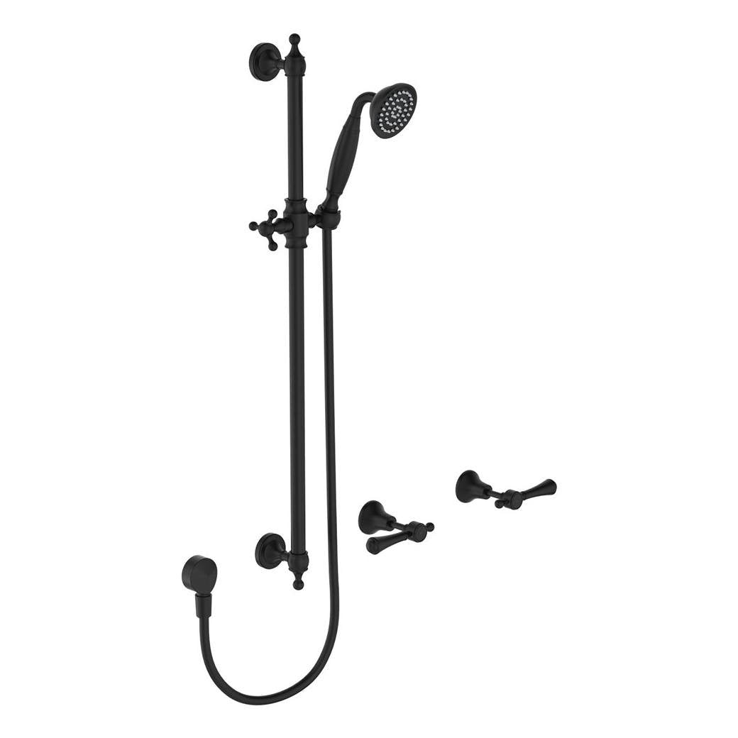 Lillian Lever Rail Shower Set, Matte Black