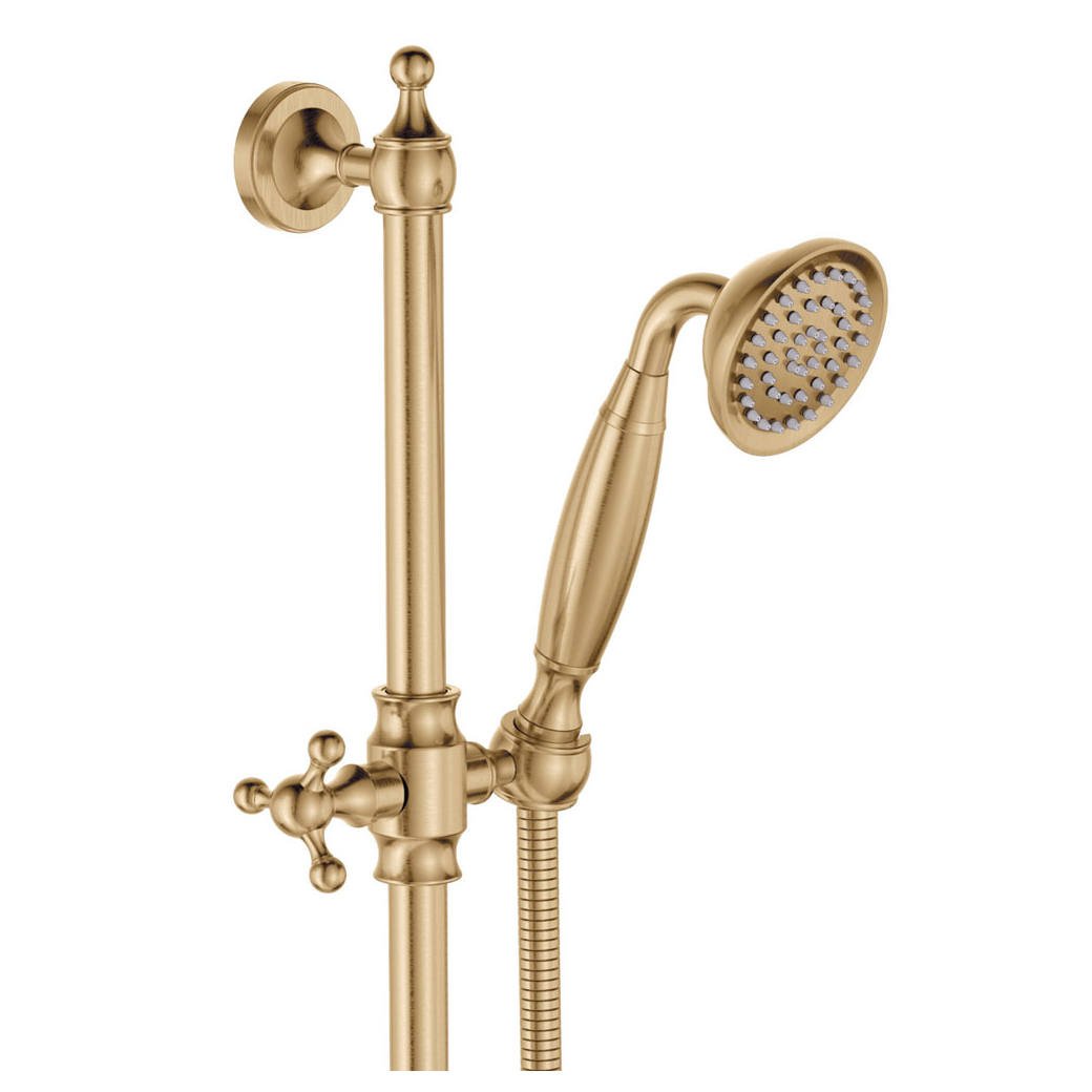 Lillian Lever Rail Shower Set, Urban Brass with Ceramic White Handle