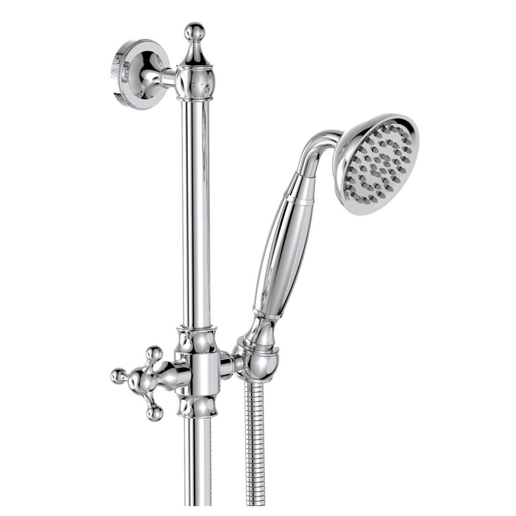 Lillian Lever Rail Shower Set, Chrome with Ceramic White Handle