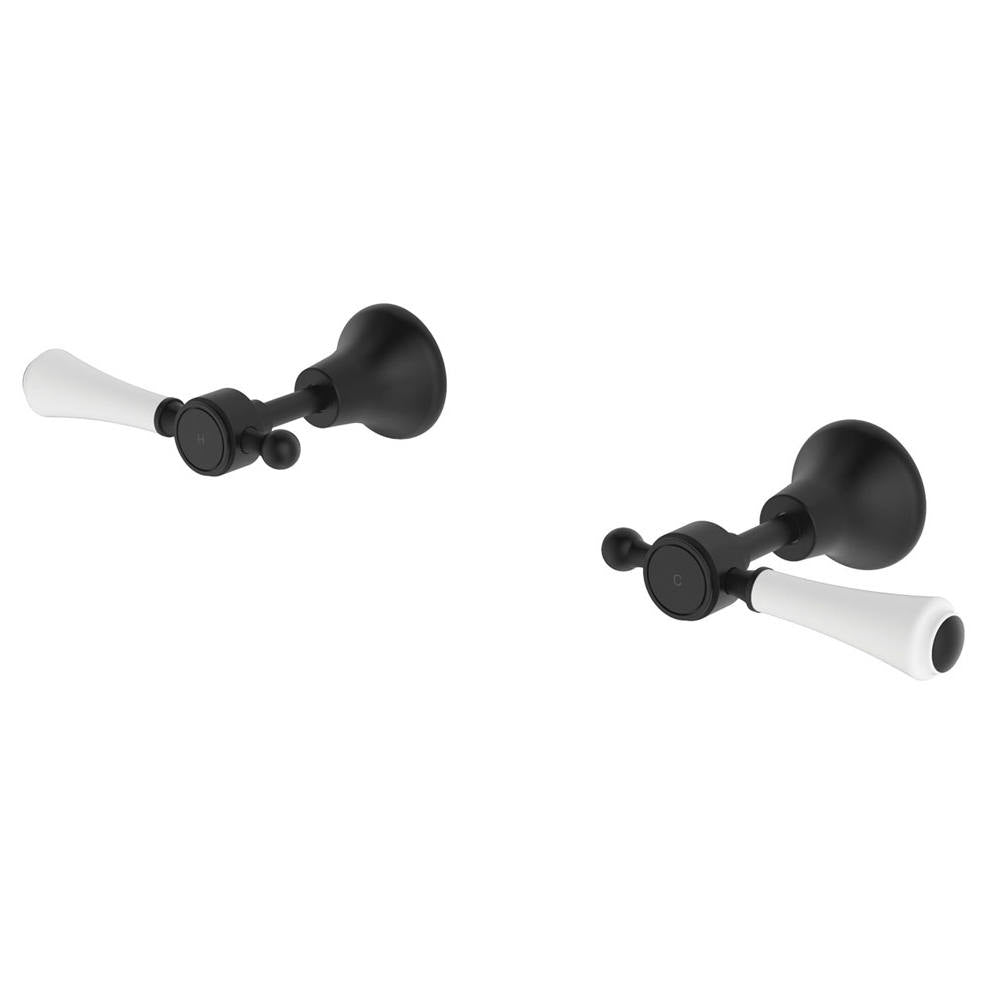 Lillian Lever Wall Top Assemblies, Matte Black & Ceramic
