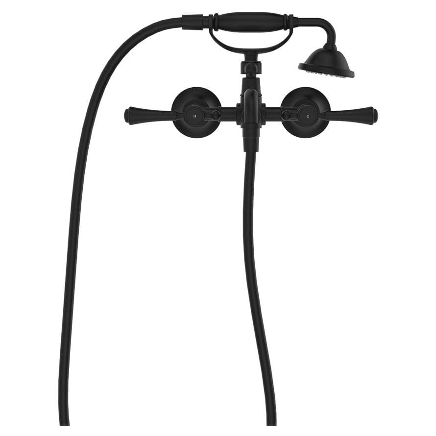 Lillian Lever Exposed Bath Tap Set with Hand Shower, Matte Black