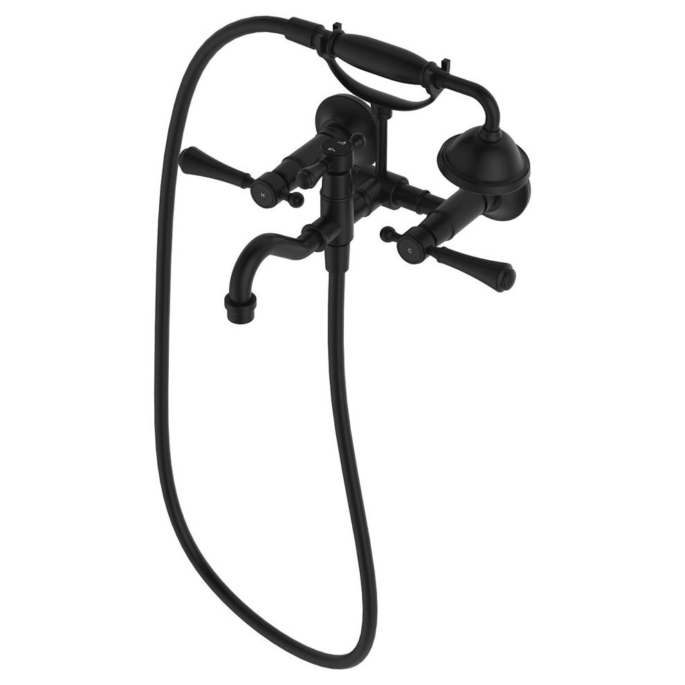 Lillian Lever Exposed Bath Tap Set with Hand Shower, Matte Black
