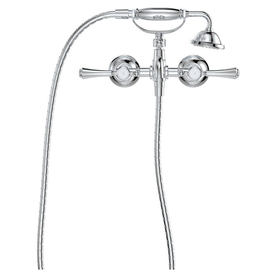 Lillian Lever Exposed Bath Tap Set with Hand Shower, Chrome