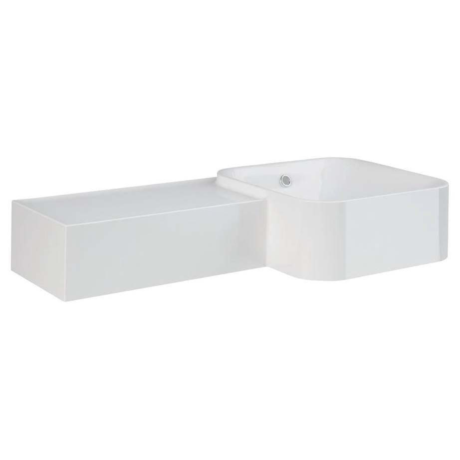 RAK Petit Square Wall Basin, Left Edge, No Tap Hole, Alpine White