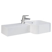 RAK Petit Square Wall Basin, Left Edge, 1 Tap Hole, Alpine White