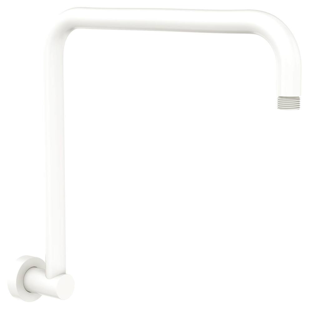 Round Fixed Gooseneck Shower Arm, Matte White