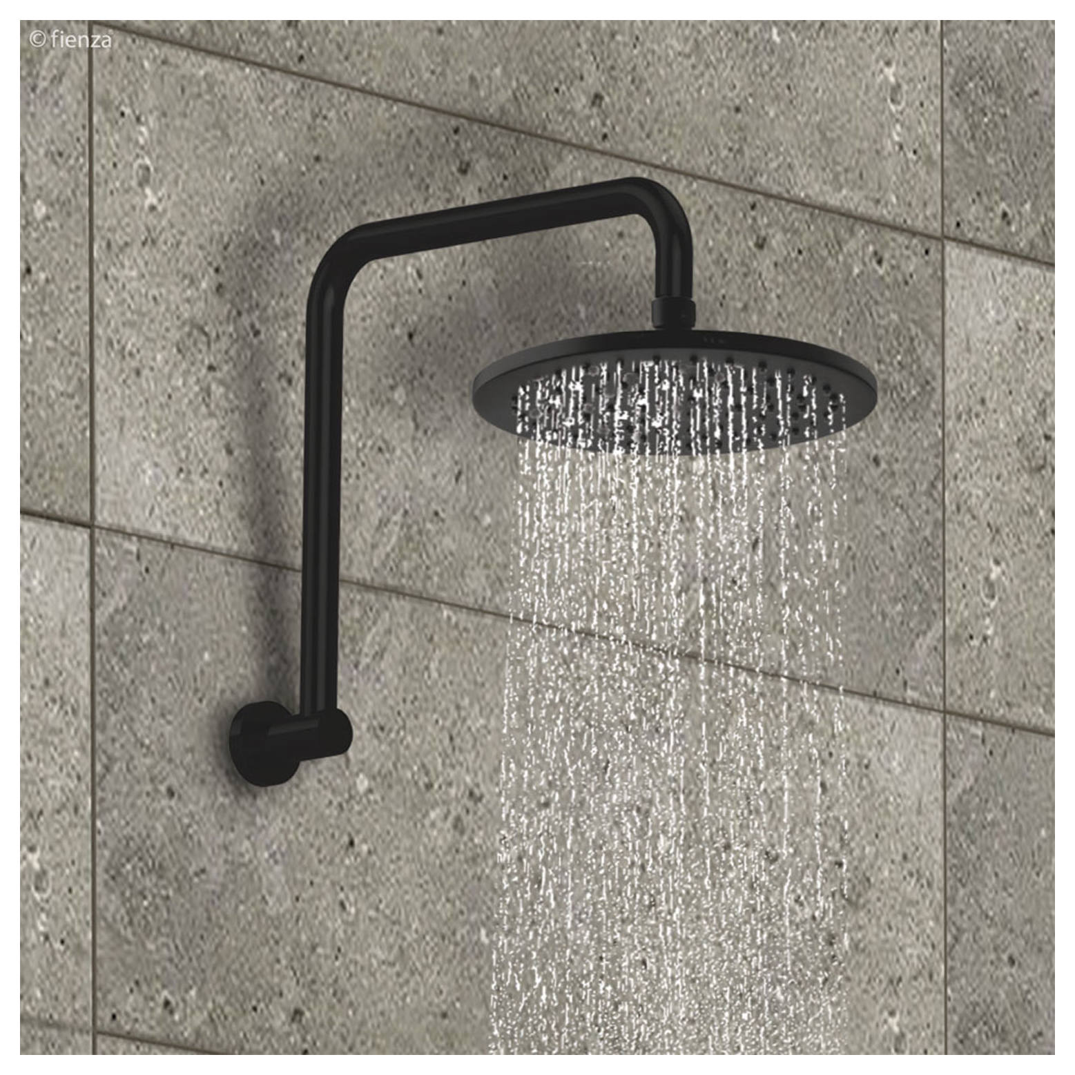Round Fixed Gooseneck Shower Arm, Matte Black