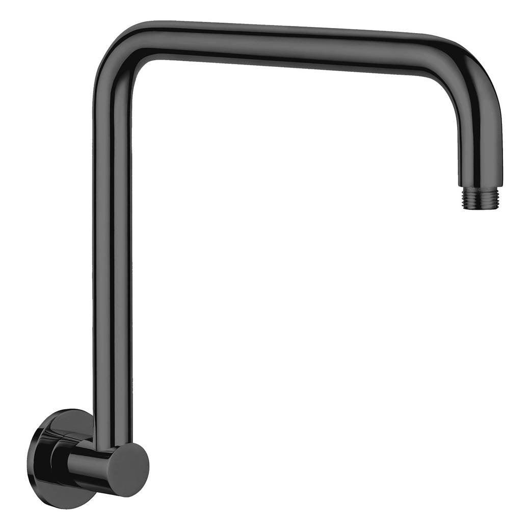 Round Fixed Gooseneck Shower Arm, Matte Black