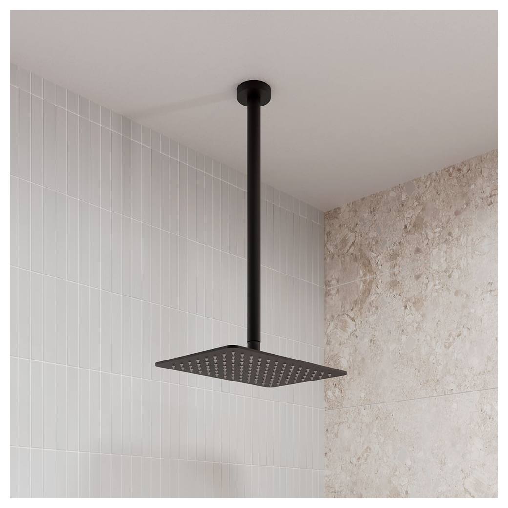 Round Shower Dropper, 450mm, Matte Black