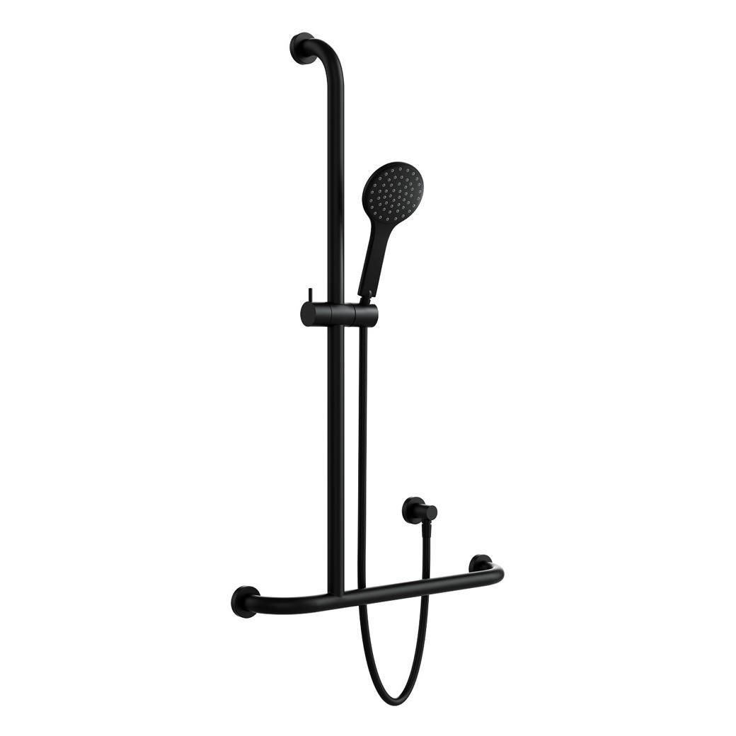 Hustle Care Inverted T Rail Shower, Left-Hand, Matte Black