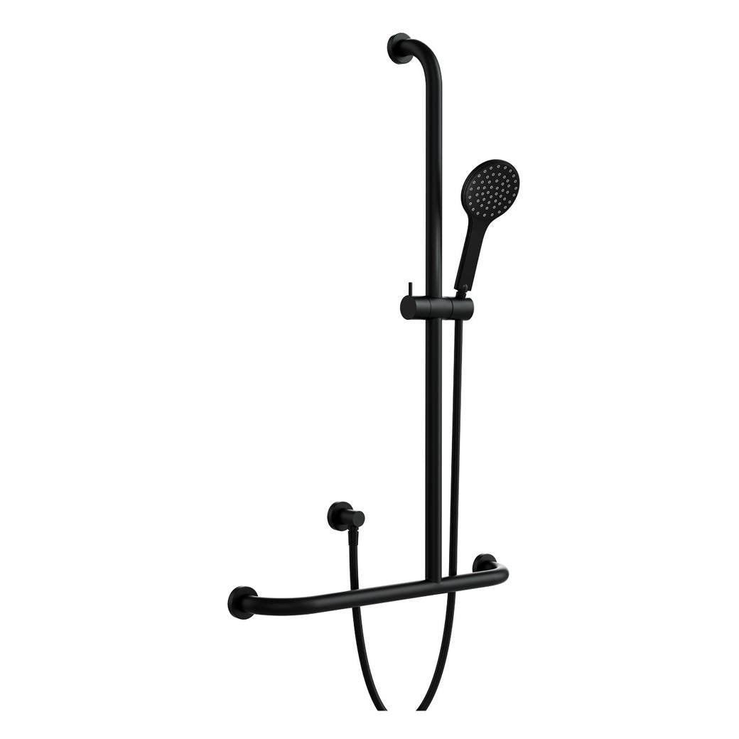 Hustle Care Inverted T Rail Shower, Right-Hand, Matte Black